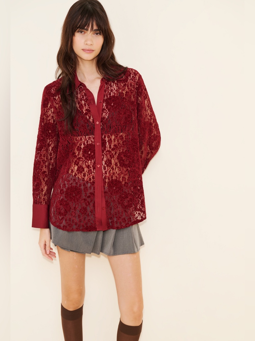 FREE PEOPLE FAITH BUTTONDOWN -
CABERNET  size XS